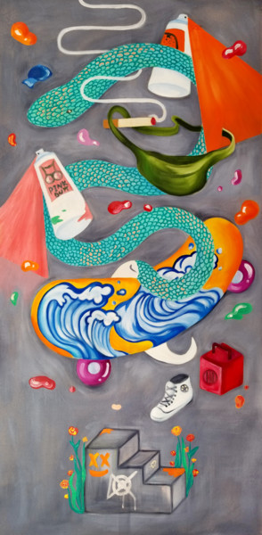Peinture intitulée "Slippery Boy" par Yuk Wa Yu, Œuvre d'art originale, Huile