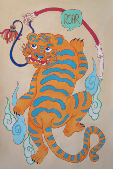 Painting titled "Tiger" by Yuk Wa Yu, Original Artwork, Acrylic