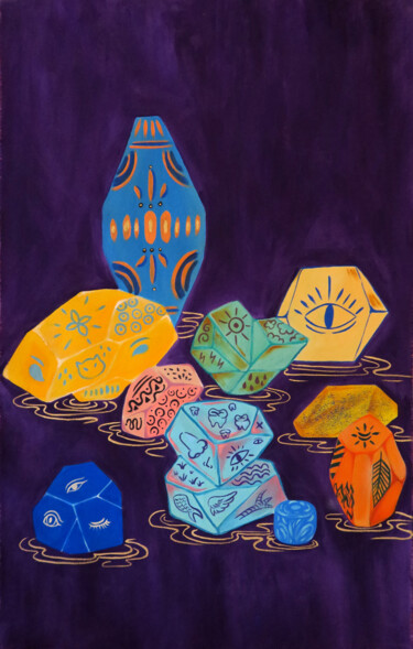 Painting titled "Tarot Dices" by Yuk Wa Yu, Original Artwork, Acrylic