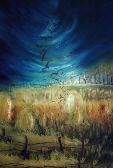 Malerei mit dem Titel "landing" von Marzena Walczuk, Original-Kunstwerk, Öl