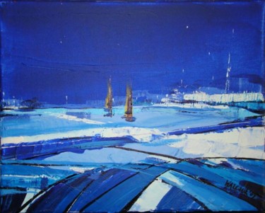 Peinture intitulée "in blue" par Marzena Walczuk, Œuvre d'art originale