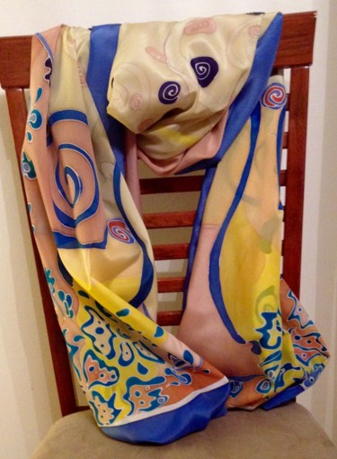 Textile Art titled "100% silk shawl 1" by Marzena Walczuk, Original Artwork, Fabric