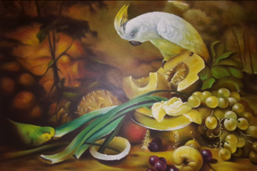 Ζωγραφική με τίτλο "Bird on Dinner Part…" από Waldemar Engelowski, Αυθεντικά έργα τέχνης, Λάδι