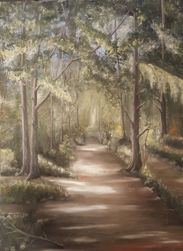 Painting titled "Forest Path" by Waldemar Engelowski, Original Artwork, Oil