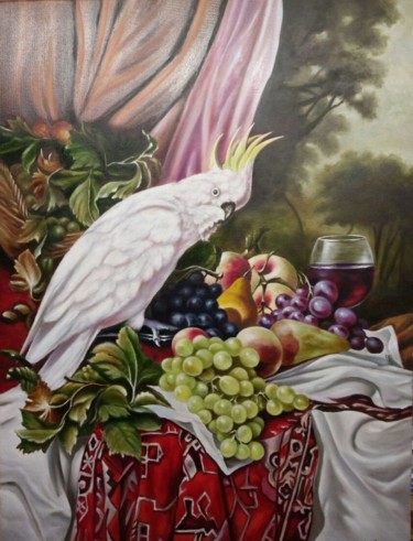 Malerei mit dem Titel "Glücklicher Kakadu" von Waldemar Engelowski, Original-Kunstwerk