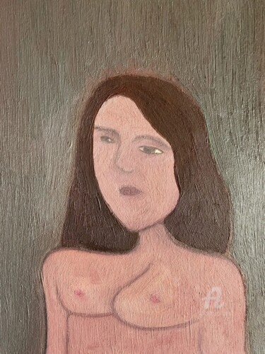 Painting titled "Eva" by Waldemar Pars, Original Artwork, Oil Mounted on Wood Stretcher frame