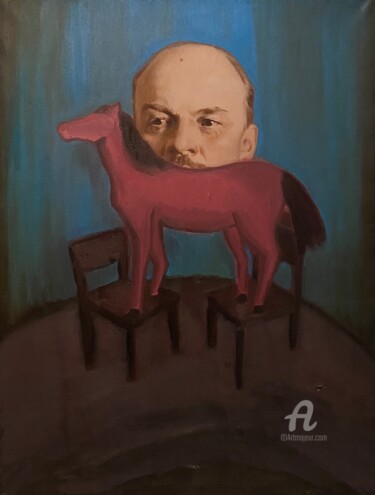 Schilderij getiteld "LENIN DADA" door Waldemar Pars, Origineel Kunstwerk, Olie