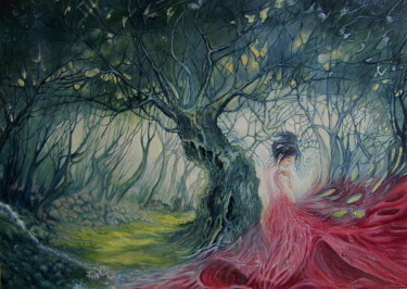 Malarstwo zatytułowany „Duch lasu/The Spiri…” autorstwa Waldemar/"Waldzior" Tłuczek, Oryginalna praca, Olej Zamontowany na a…