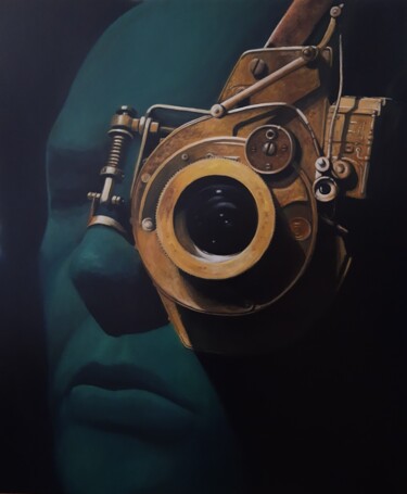 Painting titled ""Artificial intelli…" by Waldemar Seyna, Original Artwork, Oil Mounted on Wood Stretcher frame
