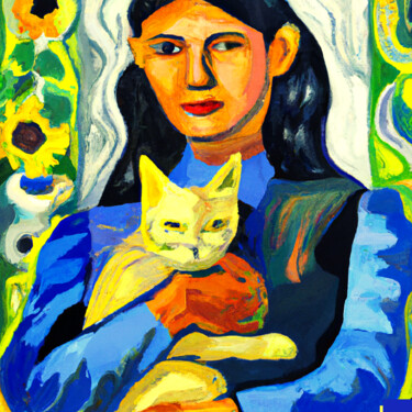 Digitale Kunst mit dem Titel "The woman with the…" von Waldemir Espíndola, Original-Kunstwerk, KI-generiertes Bild