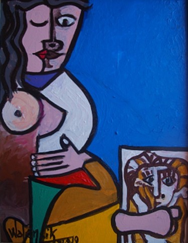 Malerei mit dem Titel "Mariage" von Marc Walencik, Original-Kunstwerk, Acryl