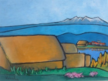 Peinture intitulée "Les cabanes de pêch…" par Marc Walencik, Œuvre d'art originale