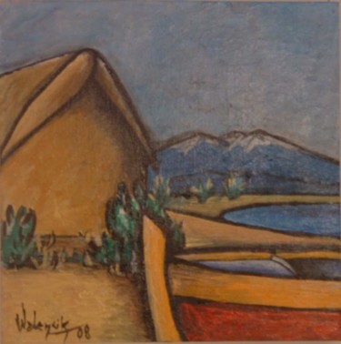 Pittura intitolato "La baraque du pêche…" da Marc Walencik, Opera d'arte originale