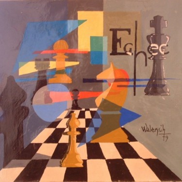 Pittura intitolato "Les échecs" da Marc Walencik, Opera d'arte originale
