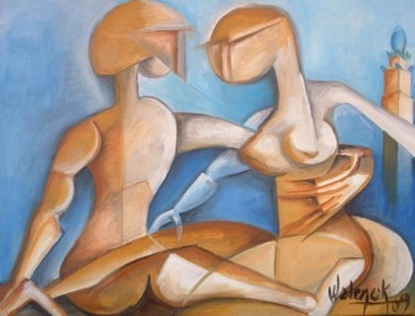 Painting titled "Les mariés" by Marc Walencik, Original Artwork