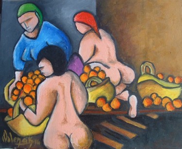 Painting titled "Les transbordeuses…" by Marc Walencik, Original Artwork, Oil