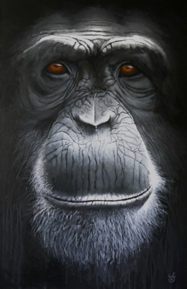 Painting titled "Le vieux singe" by Walfroy, Original Artwork, Oil
