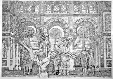 Disegno intitolato "Bayadère l'Apothéose" da Walid Lemkecher, Opera d'arte originale, Matita