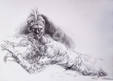 Drawing titled "Hallucination au Na…" by Walid Lemkecher, Original Artwork, Pencil