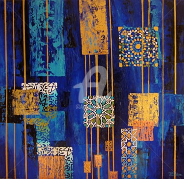 Malerei mit dem Titel "Arabesques à Sidi B…" von Walid Lemkecher, Original-Kunstwerk, Acryl