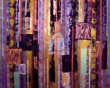 Painting titled "Le mur de cuivre" by Walid Lemkecher, Original Artwork, Acrylic