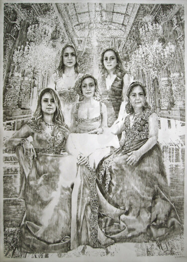 Dibujo titulada "Tunisian Women's ra…" por Walid Lemkecher, Obra de arte original, Lápiz