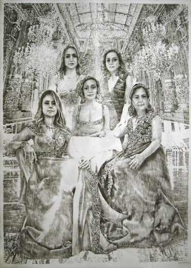Tunisian Women's ray of lights Drawing titled "Tunisian Women's ra…" by Walid Lemkecher, Original Art, Pencil