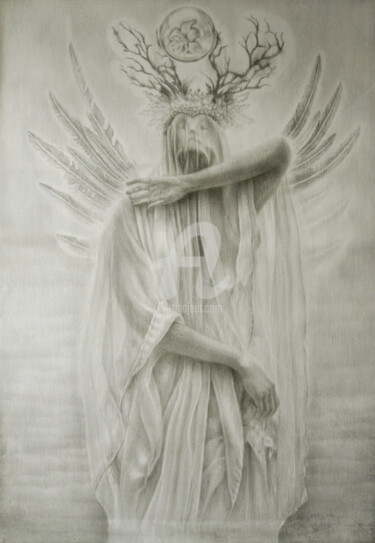 Drawing titled "Between Earth and S…" by Walid Lemkecher, Original Artwork, Pencil