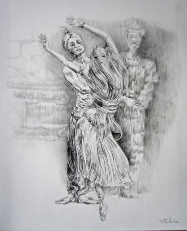 제목이 "Ballet La Bayadère…"인 그림 Walid Lemkecher로, 원작, 연필
