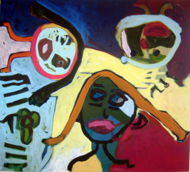 Painting titled "Children" by Walid Helali, Original Artwork, Acrylic