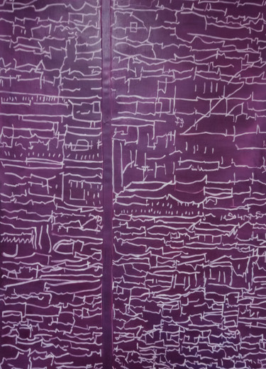 Картина под названием "Diveded City 2" - Walker, Подлинное произведение искусства, Масло Установлен на картон