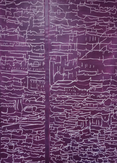 Diveded City 2 Peinture intitulée "Diveded City 2" par Walker, Œuvre d'art originale, Huile Monté sur Carton