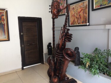 Rzeźba zatytułowany „Musical instruments” autorstwa Wallace Obika, Oryginalna praca, Drewno