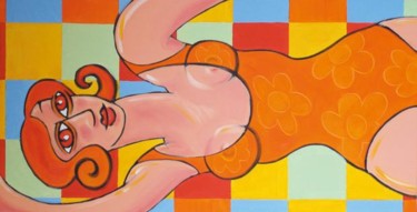 Pintura titulada "nageuse II" por Wallace [Zurini], Obra de arte original, Pigmentos Montado en Bastidor de camilla de madera
