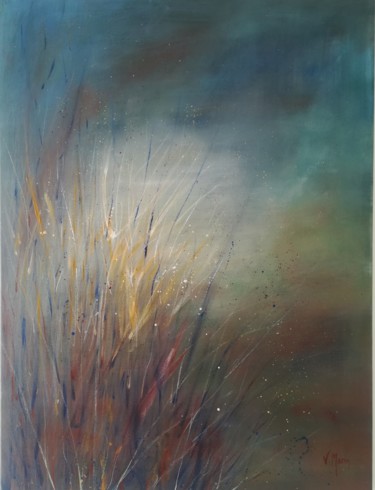 Painting titled "Herbes" by Valérie Morin, Original Artwork, Acrylic