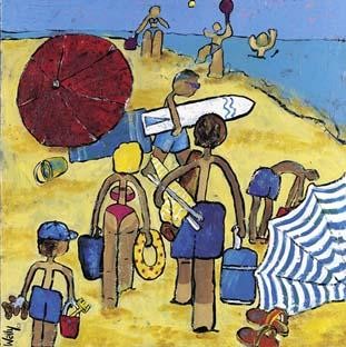 Peinture intitulée "la plage" par Wally, Œuvre d'art originale