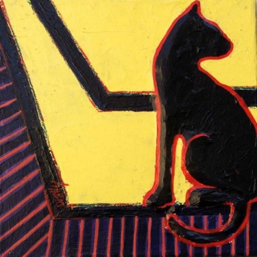 Peinture intitulée "chat" par Wally, Œuvre d'art originale