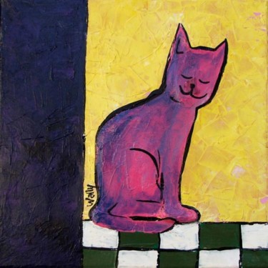 Peinture intitulée "chat" par Wally, Œuvre d'art originale