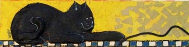 Peinture intitulée "chat joueur" par Wally, Œuvre d'art originale