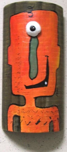 Painting titled "1/2 rondin bois oei…" by Wally, Original Artwork