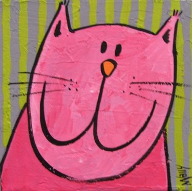 Painting titled "chat 04" by Wally, Original Artwork