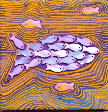 Peinture intitulée "poissons" par Wally, Œuvre d'art originale
