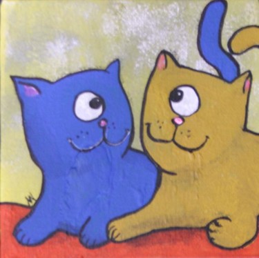 Peinture intitulée "Cats" par Wally, Œuvre d'art originale