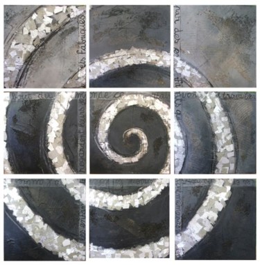 Peinture intitulée "spirale argent 9 x…" par Wally, Œuvre d'art originale