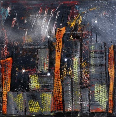 Peinture intitulée "Paysage urbain 2" par Wally, Œuvre d'art originale, Acrylique