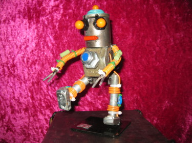 Skulptur mit dem Titel "sculpture robot" von Gilles Bellagamba, Original-Kunstwerk, Metalle