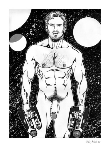 Painting titled "Nude Male Art Gay C…" by Wally Rainbow, Original Artwork, Ink