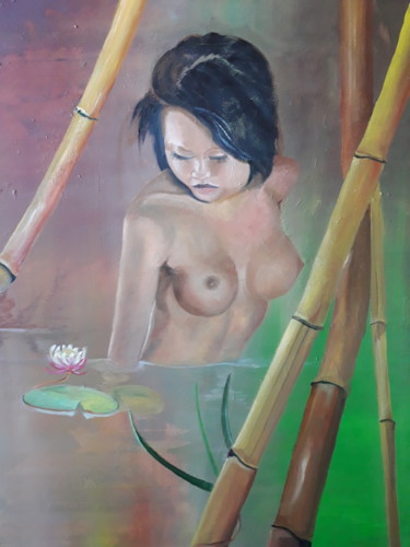 Peinture intitulée "bambou" par Walter Metzker Hoyon, Œuvre d'art originale, Huile Monté sur Châssis en bois