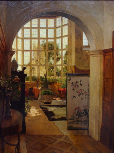 Painting titled "Intérieur de Stanway" by Walter Launt Palmer, Original Artwork, Oil