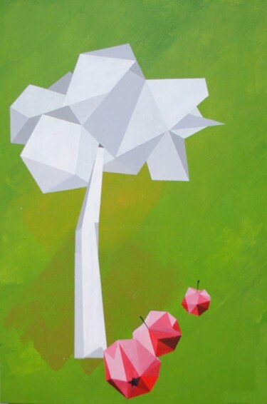 Картина под названием "3 rote Äpfel" - Walter Lehmann, Подлинное произведение искусства, Акрил Установлен на Деревянная рама…